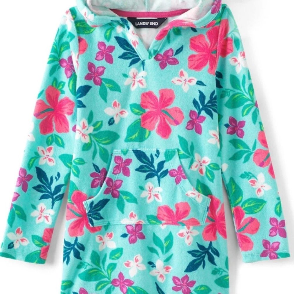 Lands End Floral Terrycloth Swim Cover